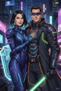 AI-thema Neon Cyberpunk Manga
